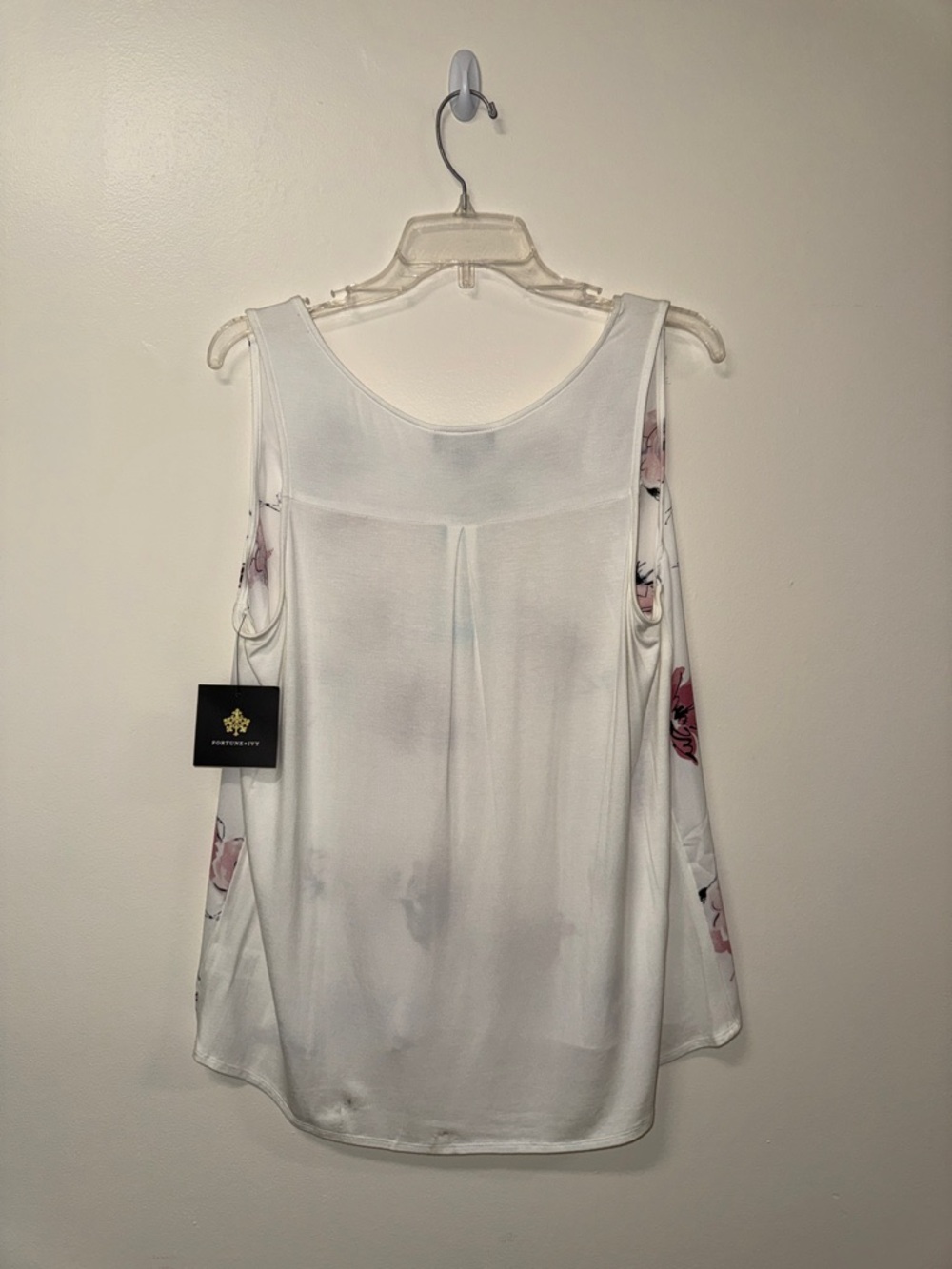 White Floral Zip-Front Sleeveless Camisole - Picture 6 of 7